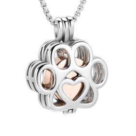 Stainless Steel Hollow Urn Pendant Memorial Necklace (Color: Rose Gold)