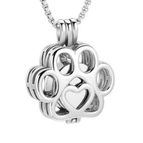 Stainless Steel Hollow Urn Pendant Memorial Necklace (Color: Silver)